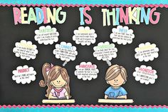 Reading Is Thinking Bulletin Board, Reading Comprehension Bulletin Boards, Reading Teacher Bulletin Boards, Reading Bulletin Boards Elementary, Reading Level Chart, Reading Is Thinking, Glitter Quotes