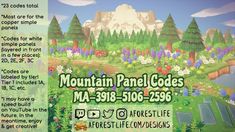 an advertisement for the mountain panel code is shown in this advertizer's image