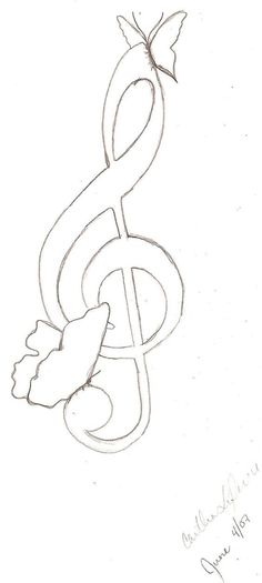 a pencil drawing of a treble