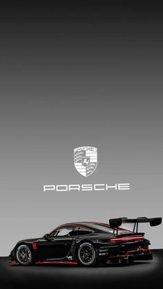 the porsche sports car is shown in black and red