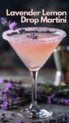 Lavender Lemon Drop Martini Lavender Patch Martini, Lavender Lemon Drop Martini Recipe, Lavender Lemondrop Martini, Lavender Lemon Drop Cocktail, Lavender Martini Recipe, Lavender Lemon Drop Martini, Flavored Martini Recipes, Fancy Martinis, Craft Cocktails Recipes