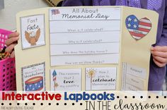 an interactive lapbook for kids to learn about memorial day in the classroom with text overlay