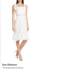 Sam Edelman - White Eyelet Sundress Never Worn Elegant Summer Midi Dress For Daytime, Elegant Midi Dress For Summer Daytime, Feminine Fitted Midi Dress For Daytime, Elegant Fitted Midi Dress For Daytime, Elegant Knee-length Dresses For Daytime, Elegant Knee-length Daytime Dresses, Elegant Fitted Daytime Dress, Elegant Fitted Dress For Daytime, Shift Dress Styles