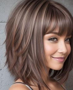 Short Hair With Layers Mid Length Bangs, Shoulder Skimming Hairstyles, Lob With Feathered Bangs, Jennifer Anniston Layered Haircut, Medium Length Haircut Jennifer Anniston, Hairdos For Short Hair