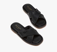 Find your paradise with our Rio slides. Made from faux leather these sandals take you from the pool to happy hour with ease… | Kate Spade Rio Slide Sandals, Black - 8 Kate Spade Leather Open Toe Sandals, Kate Spade Synthetic Sandals For The Beach, Kate Spade Synthetic Sandals For Vacation, Kate Spade Sandals For Summer Vacation, Kate Spade Summer Sandals For Vacation, Kate Spade Open Toe Sandals For Vacation, Kate Spade Leather Sandals For Beach, Kate Spade Leather Beach Sandals, Kate Spade Black Sandals For Spring