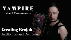 a woman holding up a book in front of her face with the title vampire, the masquerade