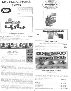 an instruction manual for the gmc performance engine and parts list, with instructions on how to