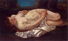 a painting of a naked woman laying on the ground with her head turned to the side