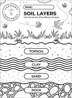 soil layers worksheet for kids to help students learn how to draw and color