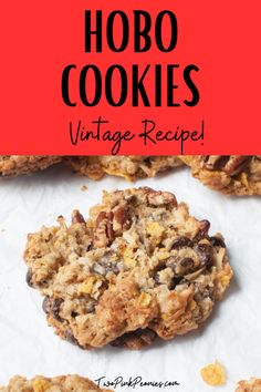 the recipe for hobo cookies with text overlay