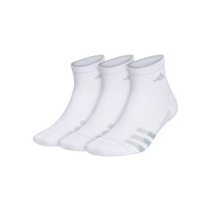 In the zone. Featuring climalite moisture-wicking technology and a lightweight construction, these men's adidas quarter socks make comfort priority number one during your workouts. In the zone. Featuring climalite moisture-wicking technology and a lightweight construction, these men's adidas quarter socks make comfort priority number one during your workouts. 3-pack Quarter-cut length Made with recycled polyester climalite moisture-wicking yarns keep feet dry Targeted cushioning in heel and toe Adidas Sports Socks With Logo, Adidas Sporty Socks For Sports, Adidas Sporty Socks With Logo, Sporty Adidas Socks For Sports, Sporty Adidas Socks, Quarter Socks, In The Zone, Minimal Space, The Zone