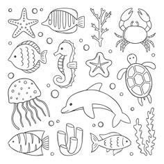 sea animals and fish coloring pages for kids to print out on the beach or in the ocean