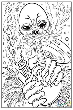 a coloring page with an image of a cartoon character holding a hot dog in his hand