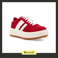 in stock Wedding Watch, Madden Girl, Platform Sneakers, Gifts For Teens, Jersey Fabric, Girl Gifts, Womens Sneakers, Red White, Red And White