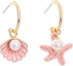 Trendy Alloy Beach Jewelry, Elegant Beach Jewelry Made Of Alloy, Pearl Drop Shell As A Gift, Trendy Shell-shaped Jewelry Gift, Shell-shaped Metal Earrings For Gift, Gold Dangle Shell Earrings, Elegant Shell-shaped Earrings, Elegant Shell-shaped Metal Earrings, Trendy Shell-shaped Jewelry As A Gift