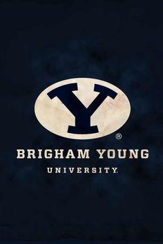 the logo for birmingham young university on a black background with white letters and a blue circle