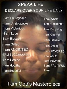 a facebook post with an image of a woman's face and the words speak life