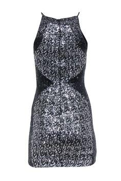 Get ready to dazzle at your New Year's Eve party with this mini dress from Dress The Population! With its black and silver sequins and sleeveless design, you'll be the center of attention all night long. Perfect for those who love to shimmer and shine! Size XS Made in USA Shell 90% Polyester, 10% Spandex Lining 97% Polyester, 3% Spandex Invisible zipper back Sleeveless Bust 30" Waist 25" Shoulder to hem 33" French Girl Chic, Booties Boots, Get Glam, Spring Knits, Sequin Bodycon Dress, Chic Shop, New Year's Eve Party, Shimmer And Shine, Denim Design