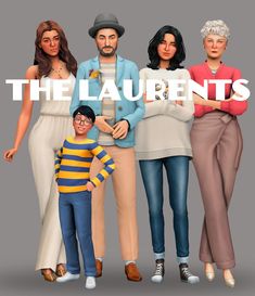 a group of people standing next to each other with the words the laurents above them