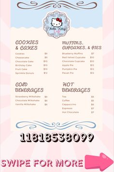 the menu for an ice cream shop