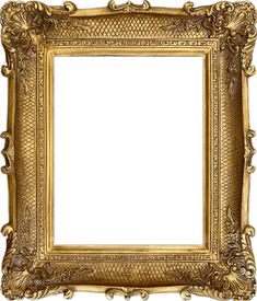 an ornate gold frame on a white background with clipping for text or image photo