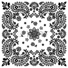 an intricate black and white square design with flowers, leaves and swirls in the center