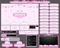 a computer screen with pink and black items on it