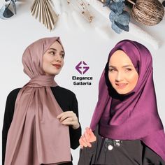 Elegance Galleria presents its stunning collection of Plain Satin Hijab, representing the epitome of modern hijab fashion. Crafted from high-quality satin fabric, these hijabs offer a unique blend of style and comfort. The satin fabric's elasticity ensures that you can experiment with various hijab styles without compromising on comfort. Our commitment to individual expression through fashion is evident in Plain Satin Hijab. These hijabs are meticulously designed to help you stand out and make a Solid Color Hijab For Eid, Elegant Wedding Hijab, Eid Purple Hijab, Purple Hijab For Eid, Satin Hijab, Modern Hijab, Modern Hijab Fashion, Grayish Blue, Hijab Styles