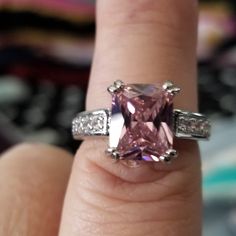 14 K White Gold 3.58 Ct Pink & Diamond Ring. Size 7 Size 6 Brand New . Pink Radiant Cut Jewelry With Accent Stones, Radiant Cut Pink Jewelry With Accent Stones, White Gold Jewelry With Square-cut Accent Stones, Radiant Cut Jewelry With Prong Setting, Silver Jewelry With Vvs Clarity In Radiant Cut, Square Cut Cubic Zirconia Jewelry With Accent Stones, Cubic Zirconia Jewelry With Square Cut Accent Stones, Classic Pink Radiant Cut Jewelry, Sterling Silver Jewelry With Princess Cut Accent Stones