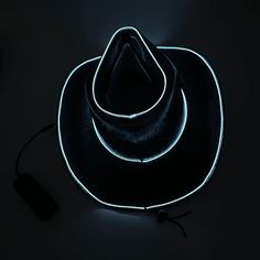 EL WIRE Light Up Iridescent Space Cowboy Hats comes in cute sparkly black color The EL wire lights are attached to the hat which illuminate with the help of batteries on pushing the button after pulling the tab These trendy, crazy, funny & cute cowboy / cowgirl hats illuminates in 3 different modes - flash, blink and steady which makes it perfect to wear in the dark The glow in the dark hat can be worn by women, girls, boys, men & kids for birthday, dance party, carnivals, theme, rave & ranch pa Birthday Dance Party, Dark Cowboy, Light Up Hats, Birthday Dance, Black Cowboy Hat, El Wire, Space Cowboy, Space Cowboys, Black Cowboy