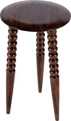 a wooden stool with three legs and an oval shaped seat on the bottom, made from wood