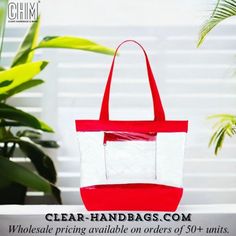 Plastic Tote Bags with Zippers
Wholesale pricing available on orders of 50+ units.
https://clear-handbags.com/collections/clear-tote-bags-1/products/medium-clear-tote-with-zipper-pocket-red Red Nylon Shopping Bag, Red Rectangular Bag With Clear Strap, Red Bags With Clear Strap For Everyday Use, Clear Nylon Bags For Everyday Use, Everyday Clear Nylon Bags, Tote Bags With Zipper, Clear Beach Bag, Clear Lunch Bag, Clear Clutch