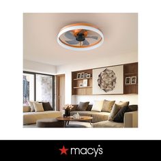 an image of a living room setting with the ceiling fan on it's side