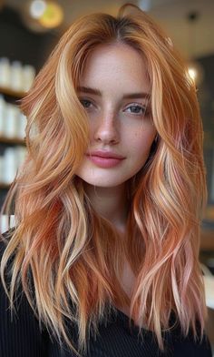 Red Base Blonde Highlights, Blonde Red Lowlights, Red Head With Blonde Highlights, Red Hair With Blonde Underneath, Blonde Hair Red Highlights, Red Highlights In Blonde Hair, Blond And Red Hair, Blonde With Red Lowlights Hair, Ginger With Blonde Highlights