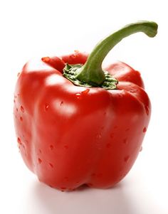 a red bell pepper on a white background