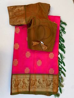 Kanchi pattu saree with blouse fall & pico done blouse size 38-42 Navratri Banarasi Silk Blouse With Latkans, Banarasi Silk Blouse Piece With Latkans, Banarasi Silk Blouse Piece With Latkans For Festivals, Banarasi Silk Bollywood Blouse Piece With Latkans, Traditional Banarasi Silk Blouse With Latkans, Bollywood Banarasi Silk Blouse Piece With Latkans, Wedding Sets In Banarasi Silk With Latkans, Wedding Set In Banarasi Silk With Latkans, Festival Banarasi Silk Sets With Latkans