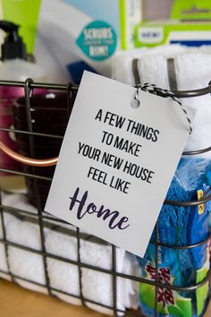 a few things to make your new house feel like home hanging on a wire basket