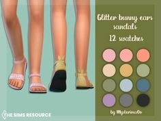 the simss resource glitter bunny ear sandals 12 swatches