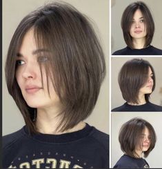 Short Neck Length Haircut, Short One Length Haircut, Short Haircut With Side Bangs, Layer Short Haircut, Corte Bob Corto Cara Redonda, Bob Cut With Layers, Shoulder Length Layered Haircuts, Viral Haircut, Short Hair Layered