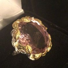 This Exquisite Genuine Gemstone Is A Lovely Shade Of Pastel Lavender Pink, Famously Known As Rose Du France Amethyst. Measuring In At 20mm By 15mm Set In A Custom Made Setting Of .925 With Genuine 14k Accents. A Luscious Gemstone From The Atlanta Gem & Mineral Show. Approximately 20+ Ctw, Always Invest In Genuine Gemstones Luxury Pink Amethyst Gemstone Ring, Luxury Pink Amethyst Ring For Formal Occasions, Elegant Amethyst Rings For Parties, Elegant Amethyst Party Rings, Luxury Pink Amethyst Ring With Accent Stones, Elegant Amethyst Gemstones With Accent Stones, Formal Pink Amethyst Ring With Gemstone Accents, Luxury Pink Amethyst Ring As Gift, Luxury Pink Amethyst Ring For Gift