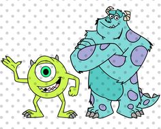 two cartoon monsters are standing next to each other