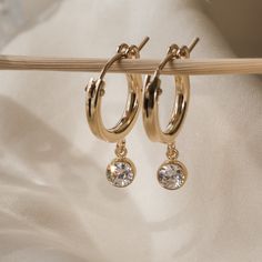 Everyday Hoop Earrings With Lever Back Ear Wires, Everyday Dangle Hoop Earrings, Everyday Dangle Hoop Earrings For Pierced Ears, Hypoallergenic Dangle Hoop Earrings, Hypoallergenic Dangle Hoop Earrings For Everyday, Minimalist Crystal Earrings For Everyday, Gold Small Hoop Crystal Earrings, Tarnish Resistant Hoop Earrings For Everyday, Gold Round Crystal Earrings For Everyday