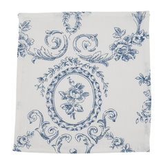 a blue and white handkerchief with an ornate design