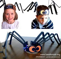 a group of children with spider hats on