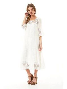 Vintage Spell & the Gypsy Sunday Feels Lace White Tunic Maxi Midi Dress XS | eBay Unlined Bohemian Dresses For Spring, Bohemian A-line Dress With Lace Trim, Fitted Boho Dress For Spring Daywear, Spring Bohemian Unlined Midi Dress, Designer Wardrobe, Sunday Feels, White Tunic, Dress Cream, Midi Maxi Dress