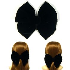 Large Black Silk Velvet Double Bow Barrette #1844 Colors may appear slightly different through this website due to computer picture resolution and individual monitor settings. Package included : order quantity × barrette Item Features : .Beautiful soft silk velvet bow barrette .Chic and feminine hair accessory .Make you look more fabulous .Great for women of all ages Item Specifications : .Handmade in Korea .100% brand new with high quality .Fabric and metal .Measures approx 6.69 × 6.69 inches ( Black Velvet Fabric, Silk Velvet Fabric, Double Bow, Velvet Bow, Fabric Ribbon, Ponytail Holders, Leaf Pendant, Silk Velvet, Hair Barrettes