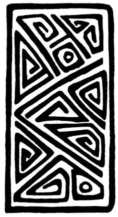 a black and white drawing of a square with geometric designs on it's sides