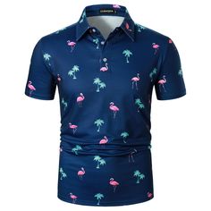 PRICES MAY VARY. Cotton material to keep you dry and cool for a comfortable round of golf Stylish Print Design:The men cotton polo shirts designed with print Coconut tree style,classic regular fit,turn-up collar,regular fit. Vibrant men’s tropical hawaiian Polo shirts with stylish printed and vivid colors,No Fading. It’s also a great gift choice,father's day gifts,Machine Washable. Occasions：The polo shirt perfect for camp,cruise,sun beach,birthday party,golfing,hiking,business,vacation,bachelor Summer Polo Collar T-shirt With Graphic Print, Short Sleeve Polo Shirt For Summer Golf, Summer Short Sleeve Polo Shirt For Golf, Spring Golf Polo Shirt With Short Sleeves, Spring Short Sleeve Golf Polo Shirt, Summer Cotton Polo Shirt With Graphic Print, Summer Graphic Print Cotton Polo Shirt, Collared Moisture-wicking Tops For Summer, Collared Tops With Moisture-wicking For Summer