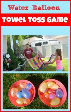 water balloon tower toss game for kids to play in the yard