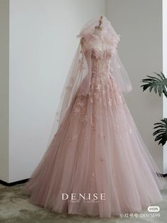 Pink Fairy Prom Dress, Pink Debut Dress, Pink Gown Aesthetic, Pink Princess Dress Fairytale, Pink Prom Dress Aesthetic, White And Pink Wedding Dress, Soft Pink Wedding Dress, Pink And White Wedding Dress, Pink Fantasy Dress